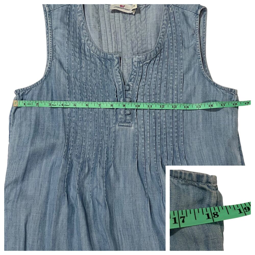 Vineyard Vines Sleeveless Chambray Pintuck Dress - Blue - Medium - Picture 2 of 8